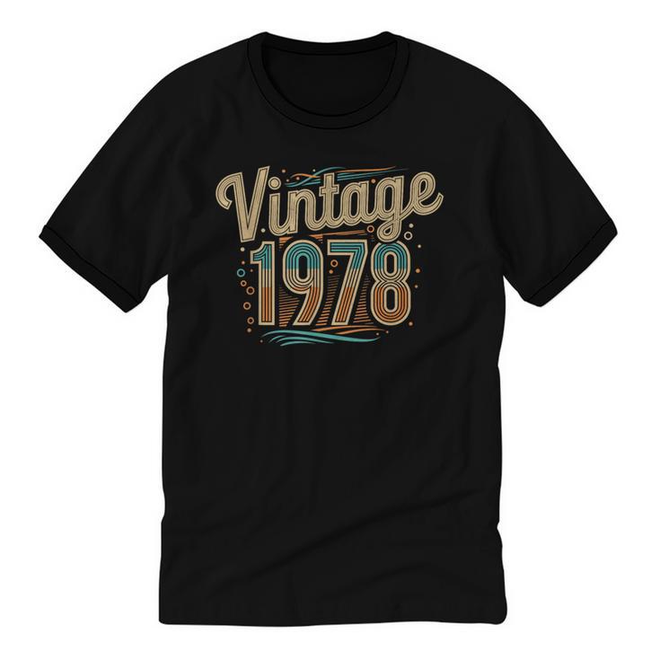 Vintage 1978 Retro Year Groovy 70s For Dad Nostalgia Unisex Cotton Ringer T-Shirt