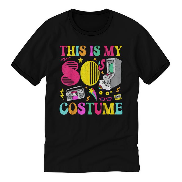 Vintage 80s Vibes Costume Nostalgia 1980s Fashion Cassette Unisex Cotton Ringer T-Shirt