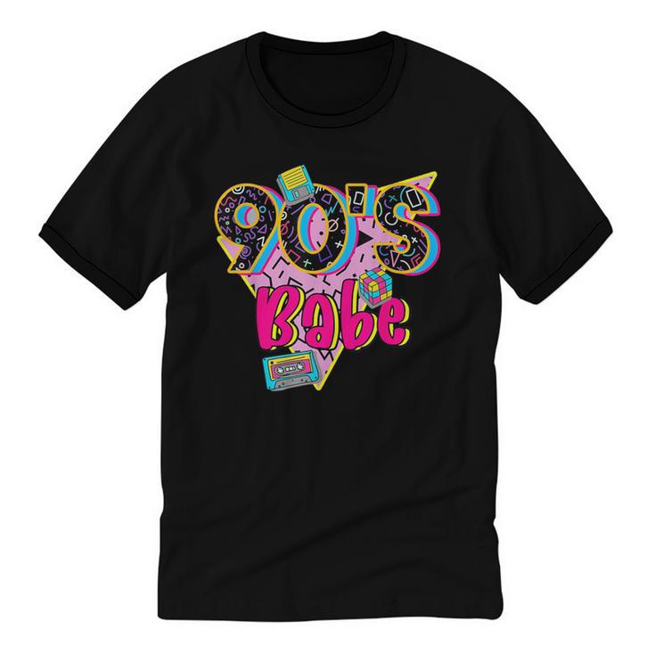 Vintage 90's Babe Party Back To 90s Cassette Nostalgia Unisex Cotton Ringer T-Shirt