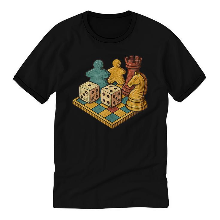 Vintage Board Game Art – Tabletop Nostalgia Unisex Cotton Ringer T-Shirt