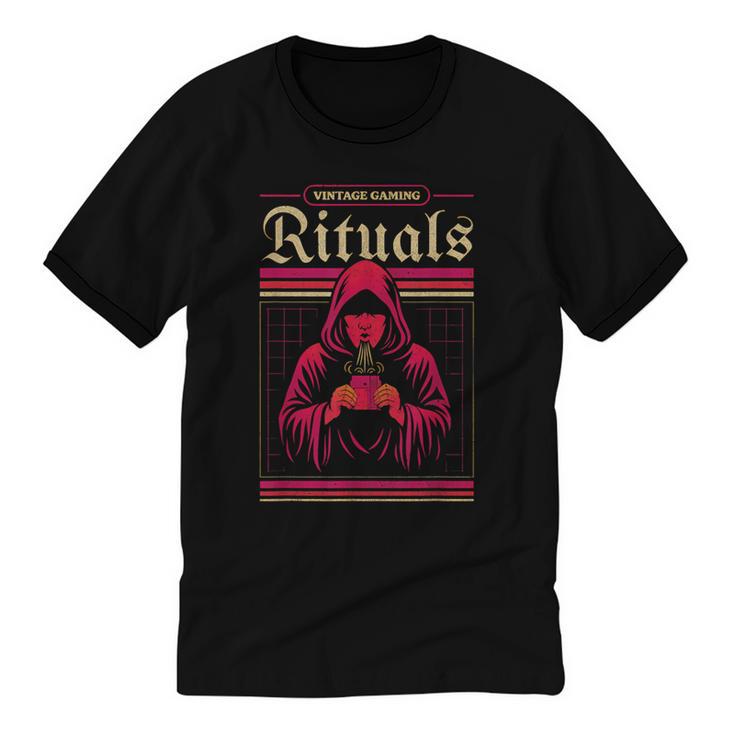 Vintage Gaming Rituals Retro Gamer Nostalgia Vintage Games Unisex Cotton Ringer T-Shirt
