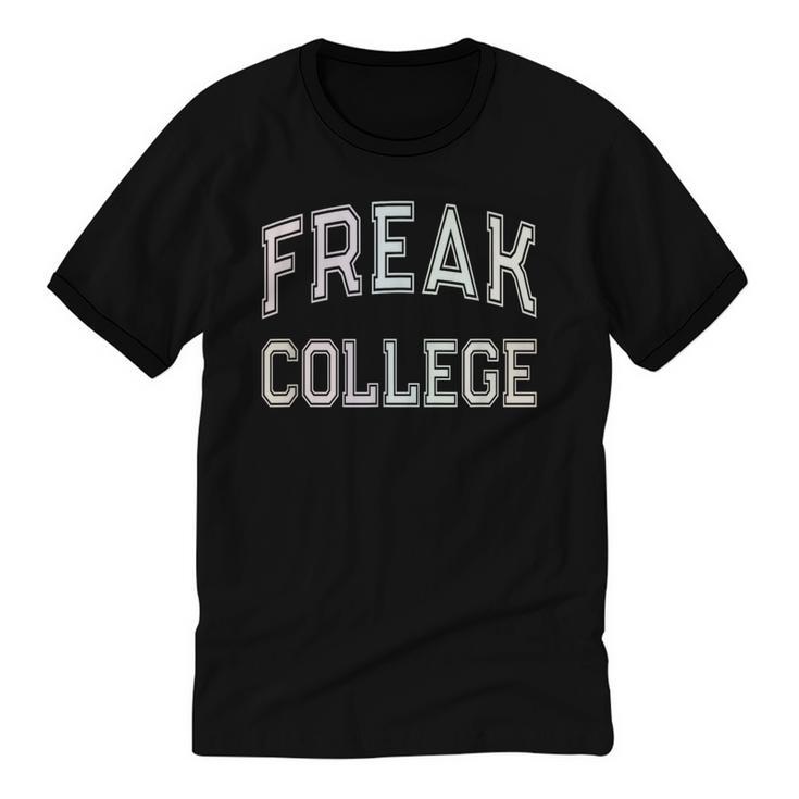 Vintage Sarcastic FREAK COLLEGE Introvert Anti Social Unisex Cotton Ringer T-Shirt