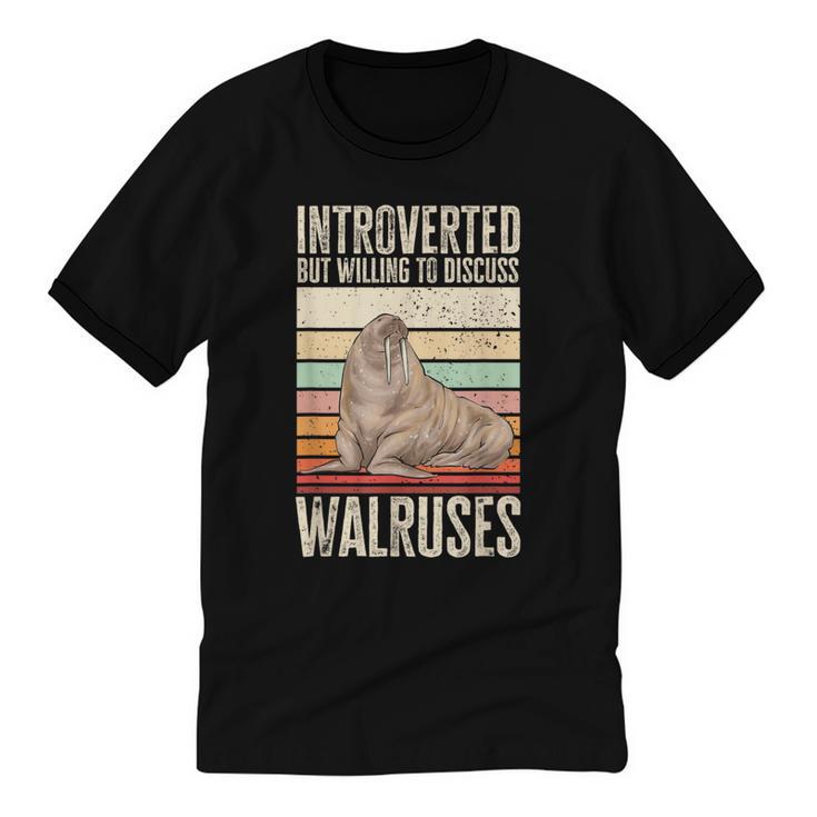 Walrus Lover Introvert Walrus Unisex Cotton Ringer T-Shirt