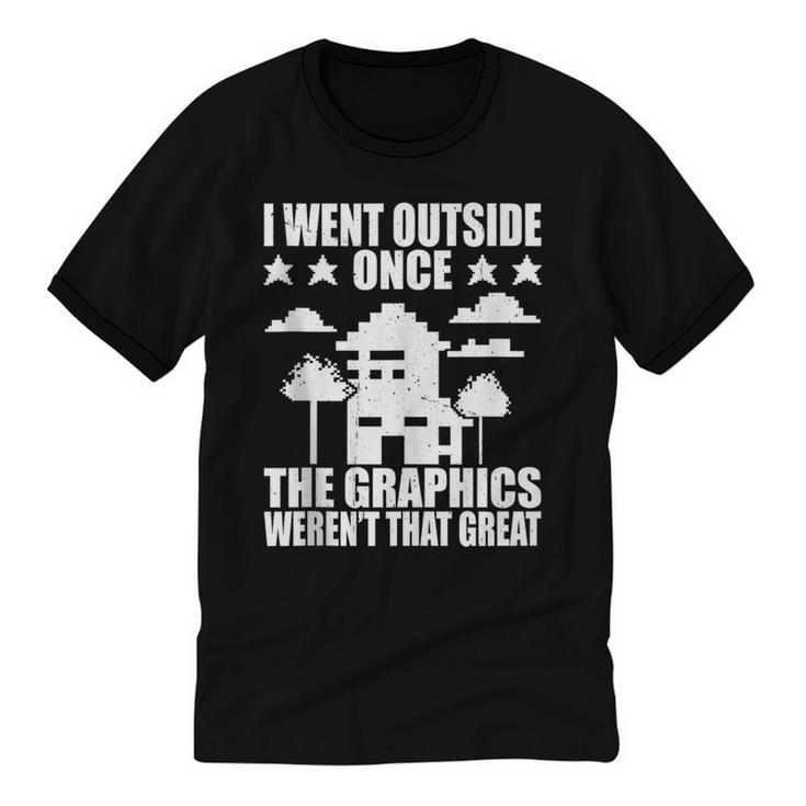 I Went Outside Once Introverts Joke Social Loner Unisex Cotton Ringer T-Shirt