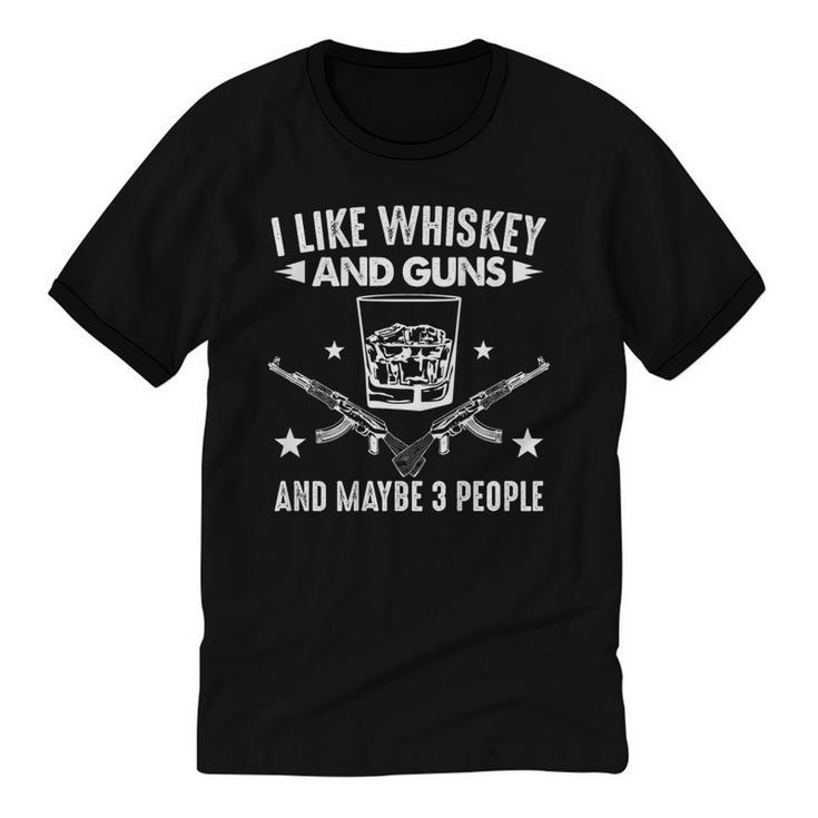 I Like Whiskey And Guns And Maybe 3 People Introvert Unisex Cotton Ringer T-Shirt