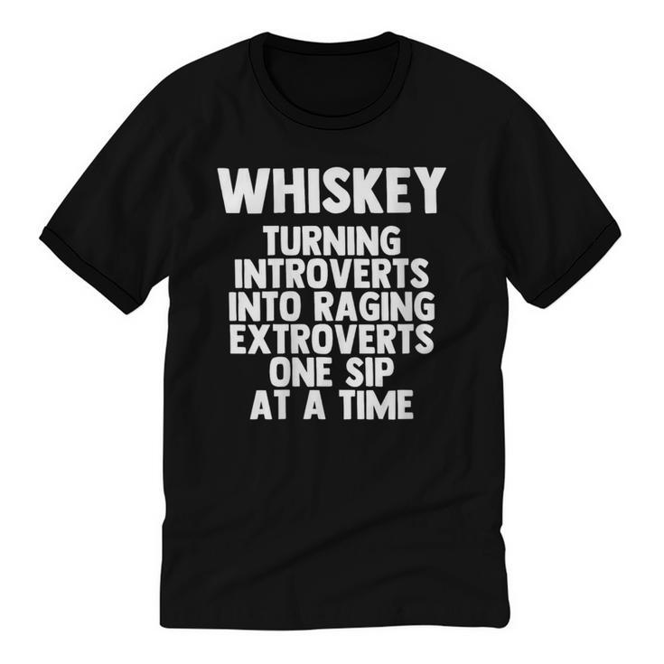 Whiskey Lovers Extrovert Quote Introvert Alcohol Drink Humor Unisex Cotton Ringer T-Shirt