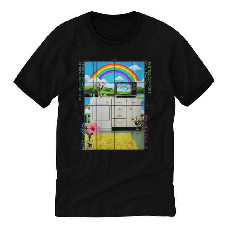 Women's Frutiger Aero Aesthetic Rainbow Glitch Art Unisex Cotton Ringer T-Shirt