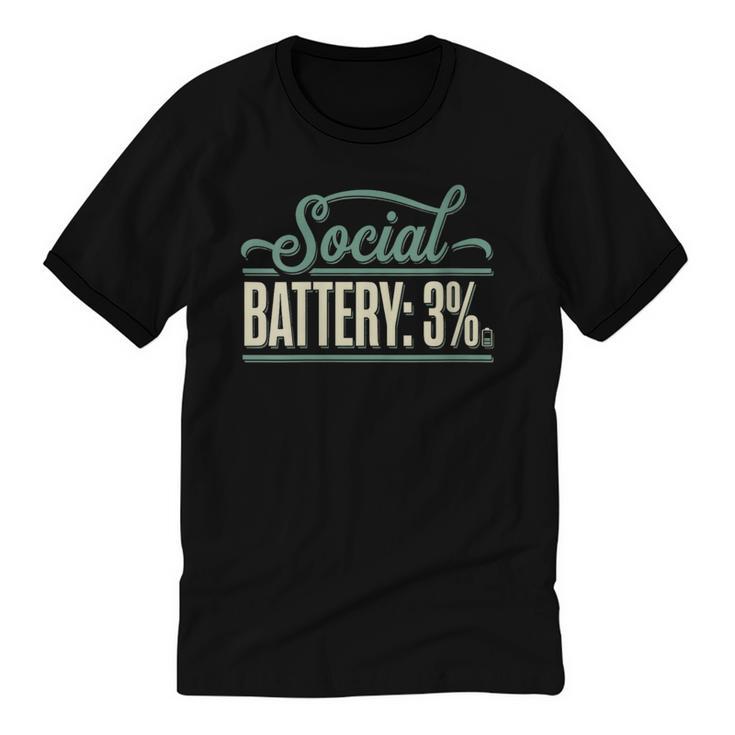 Women's Social Battery 3 Introvert Sarcasm Unisex Cotton Ringer T-Shirt