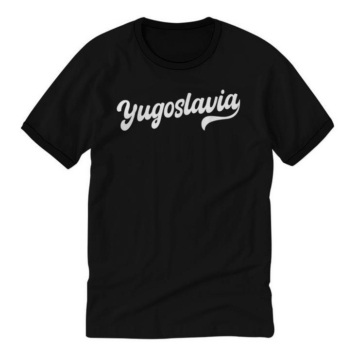 Yugoslavia Typeset Proud Yugoslav Nostalgia Unisex Cotton Ringer T-Shirt
