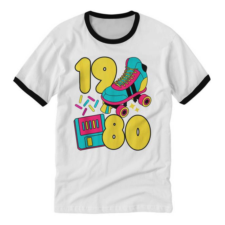 1980 Retro Raised In The 80s Old School Nostalgia Vibes Unisex Cotton Ringer T-Shirt