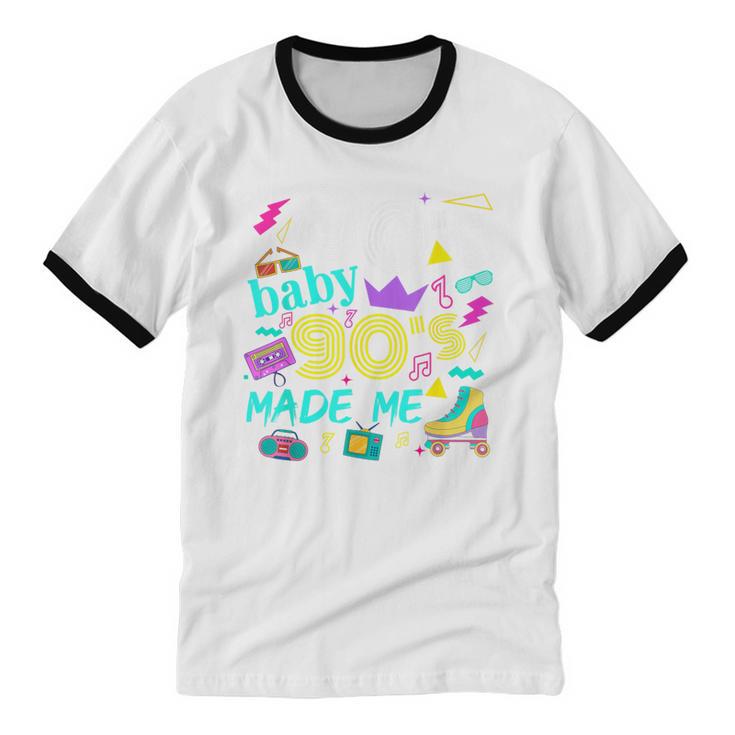 1980s 80's Baby 1990s 90's Made Me Birthday Nostalgia Vibes Unisex Cotton Ringer T-Shirt