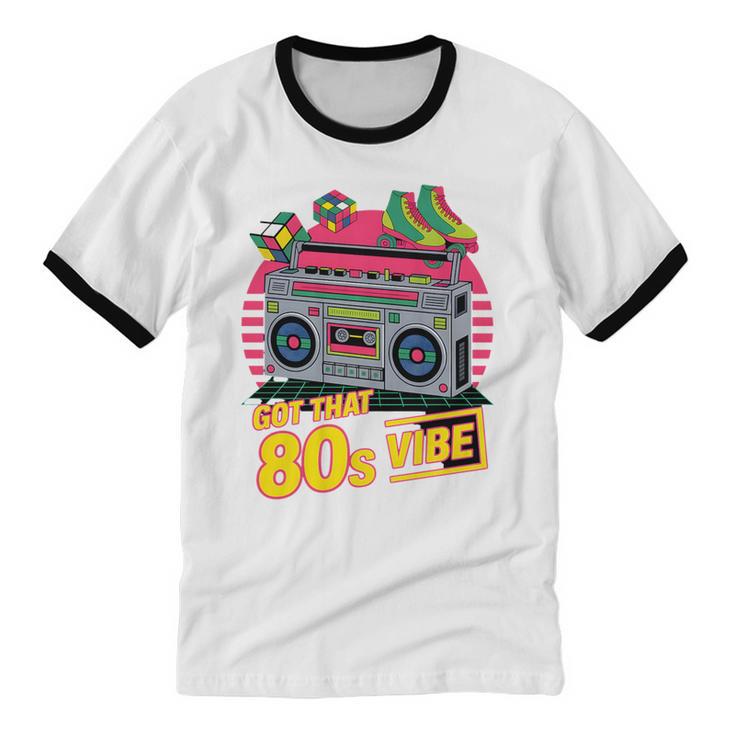 1980s 80s Reunion Nostalgia Memories Music School Grew Up Premium Tri-Blend Unisex Cotton Ringer T-Shirt