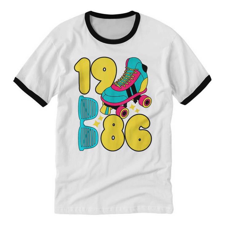 1986 Retro Raised In The 80s Old School Nostalgia Vibes Unisex Cotton Ringer T-Shirt
