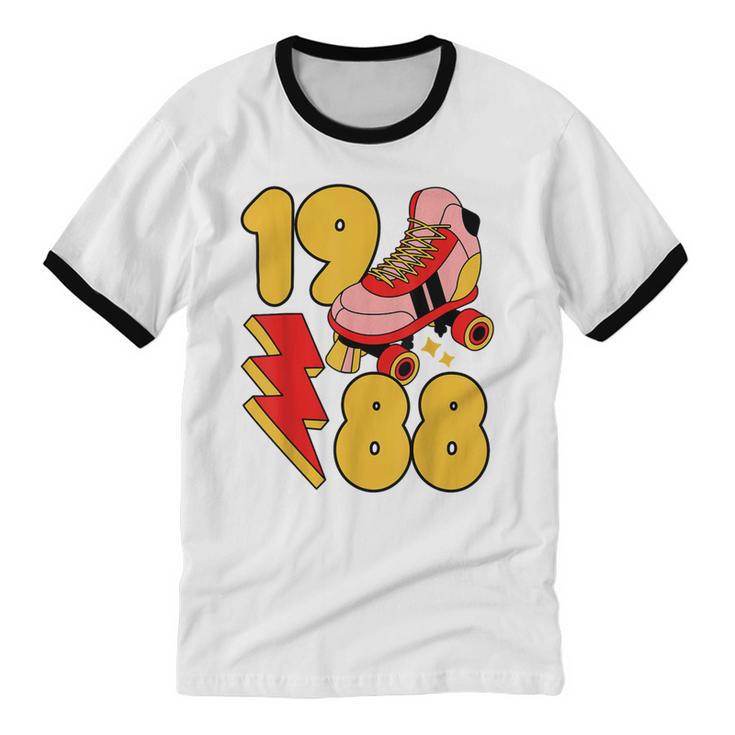1988 Retro Roller Skate Vintage 80s Nostalgia Collector Unisex Cotton Ringer T-Shirt
