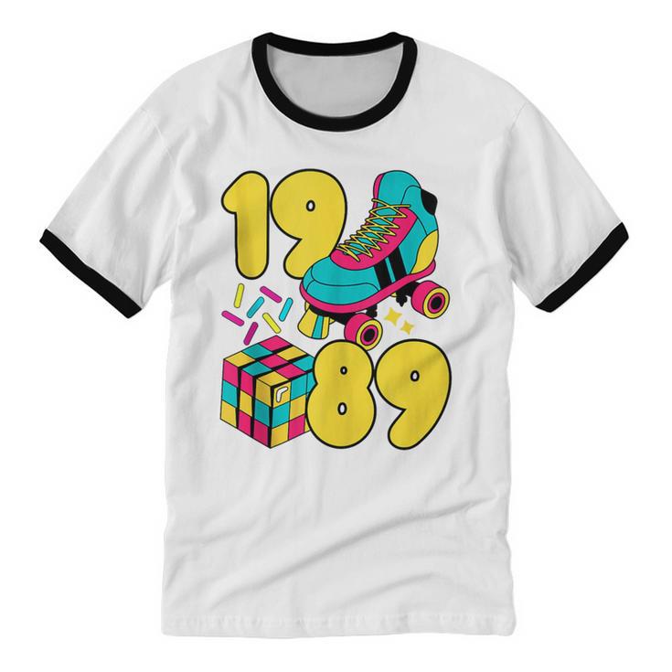 1989 Retro Raised In The 80s Old School Nostalgia Vibes Unisex Cotton Ringer T-Shirt 1989 Retro Raised In The 80s Old School Nostalgia Vibes Unisex Cotton Ringer T-Shirt