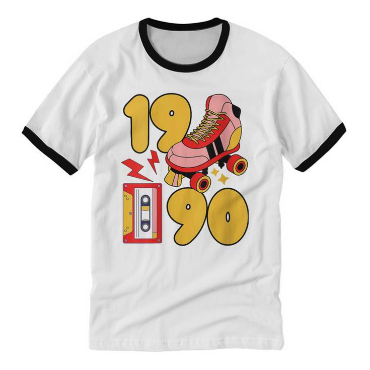 1990 Retro Raised On 90s Music Old School Nostalgia Punk Unisex Cotton Ringer T-Shirt