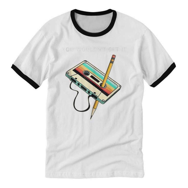 70s 80s 90s Retro Party Costume Nostalgia Cassette Unisex Cotton Ringer T-Shirt