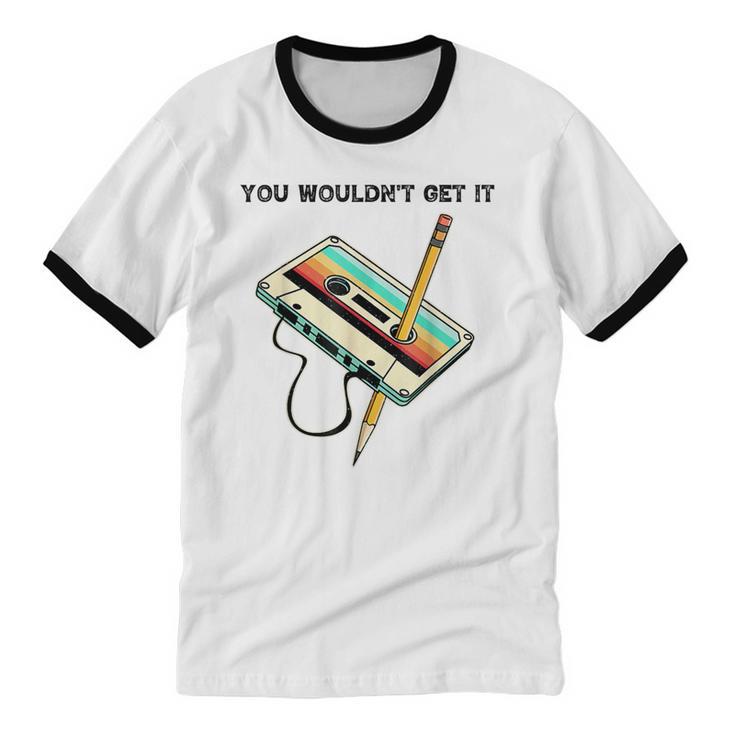 70s 80s 90s Retro Party Costume Nostalgia Cassette Unisex Cotton Ringer T-Shirt