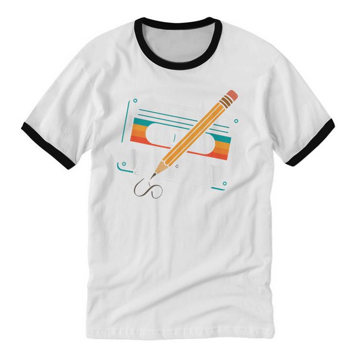 80 S 80s 90s Cassette Tape Nostalgia Retro Band Unisex Cotton Ringer T-Shirt