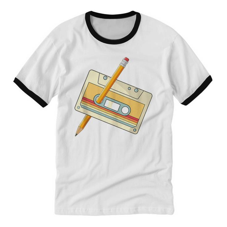 80's 90's Retro Music Party Costume Nostalgia Cassette Unisex Cotton Ringer T-Shirt