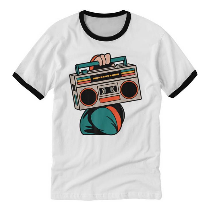 80s 90s Retro Party Costume Nostalgia Boombox Music Hip Hop Unisex Cotton Ringer T-Shirt