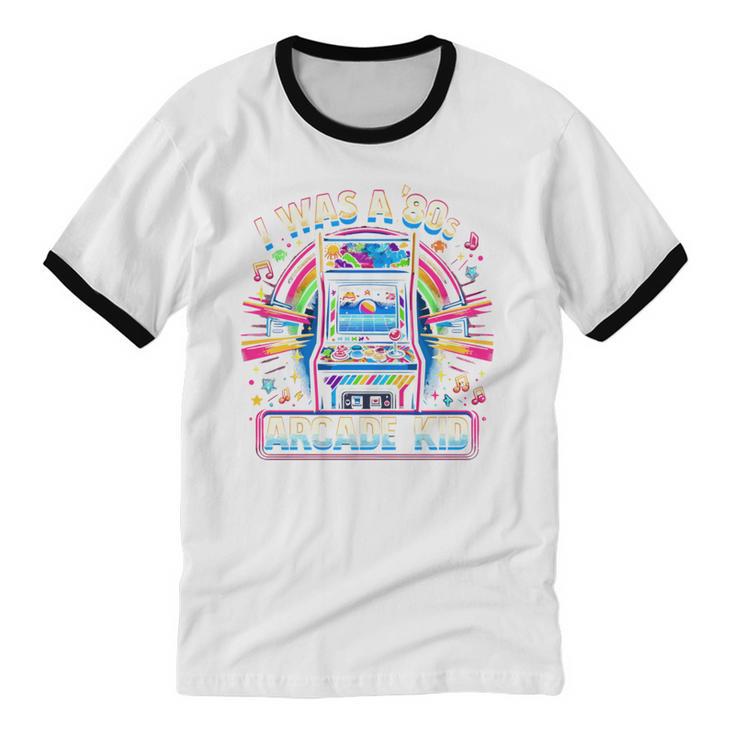 80s Arcade Kid Vintage Gamer Nostalgia Unisex Cotton Ringer T-Shirt