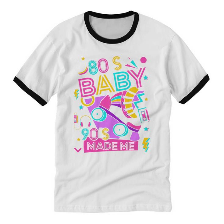 80's Baby 90's Made Me 1980s 1990s Nostalgia Retro Party Premium Tri-Blend Unisex Cotton Ringer T-Shirt