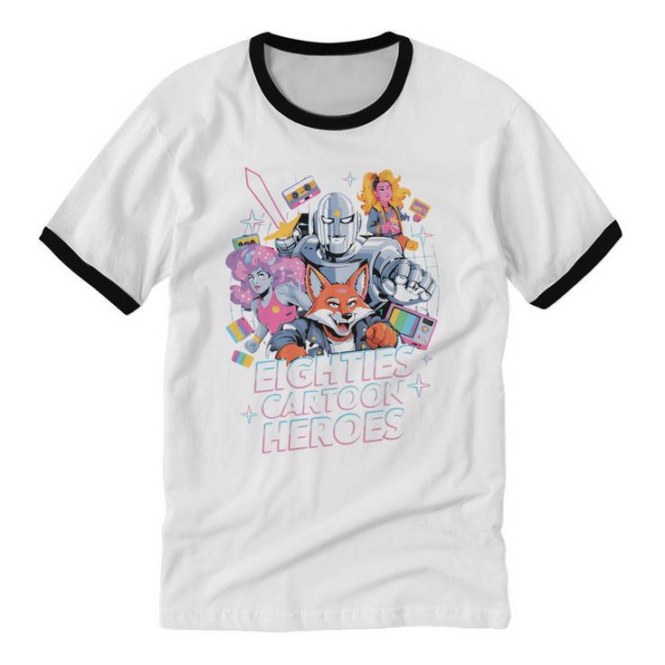 80's Cartoon Heroes Apparel For Retro Nostalgia Fans Unisex Cotton Ringer T-Shirt