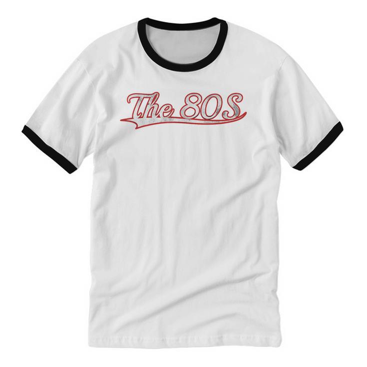 The 80S Eighties Decade Nostalgia Music Vintage Varsity Unisex Cotton Ringer T-Shirt