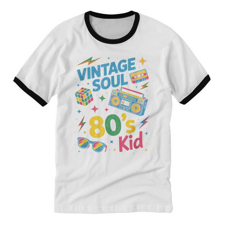 80’s Kid Nostalgia Retro Music Lover Retro 1980s Throwback Unisex Cotton Ringer T-Shirt