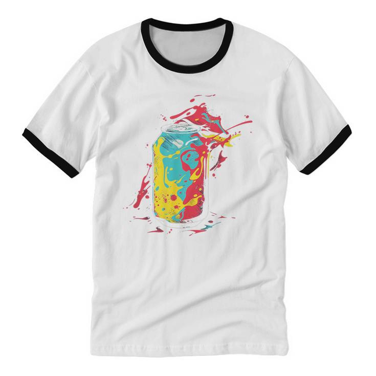 80s Nostalgia Soda Can Unisex Cotton Ringer T-Shirt