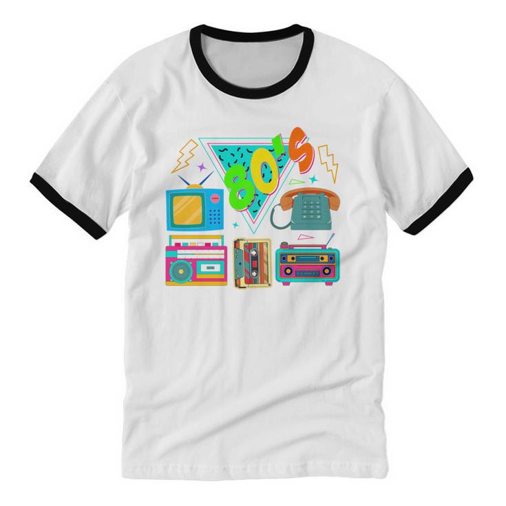 80's Vintage Cassette Tape Nostalgia Mixtape Era 1980s Retro Unisex Cotton Ringer T-Shirt