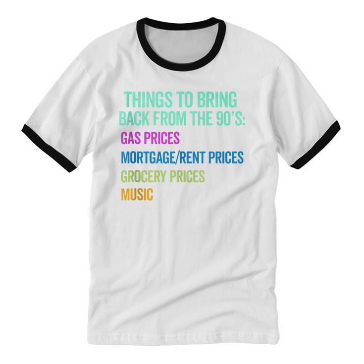 90's Lover Nineties 1990's Born Nostalgia Politics Unisex Cotton Ringer T-Shirt