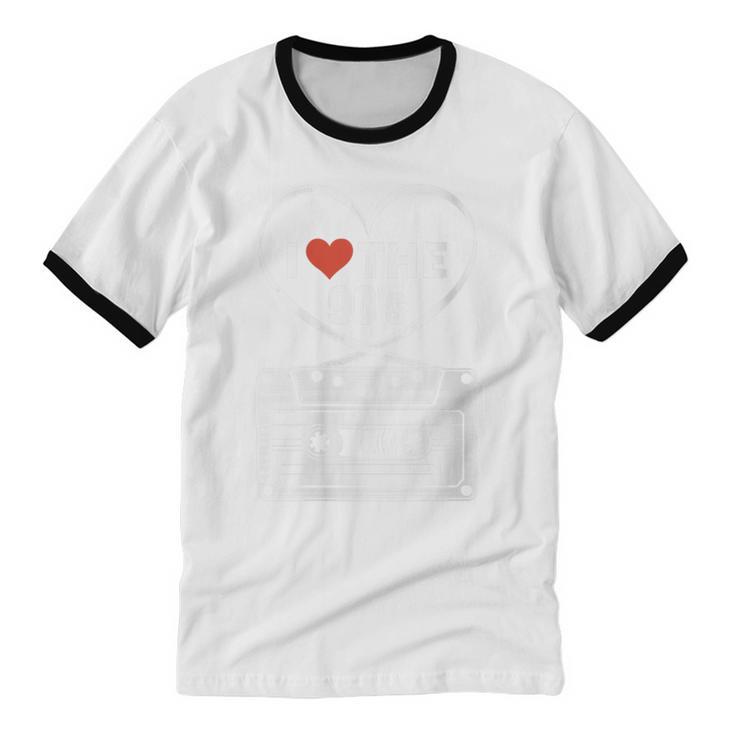 90s Nostalgia Cassette Heart Retro I Love The 90s Unisex Cotton Ringer T-Shirt 90s Nostalgia Cassette Heart Retro I Love The 90s Unisex Cotton Ringer T-Shirt