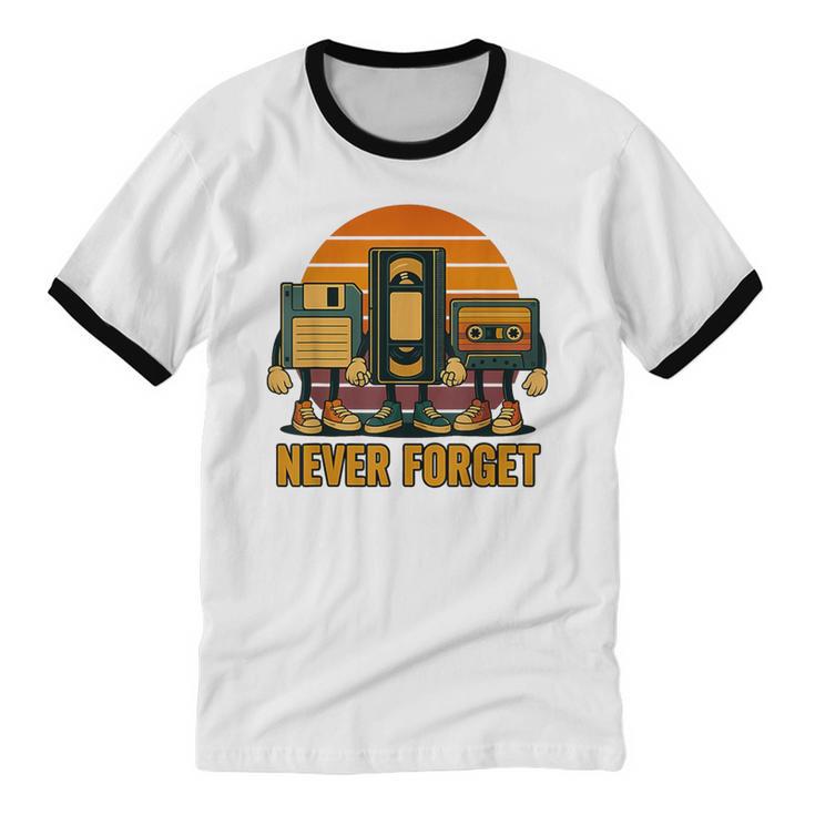 90s Nostalgia Never Forget Retro Unisex Cotton Ringer T-Shirt