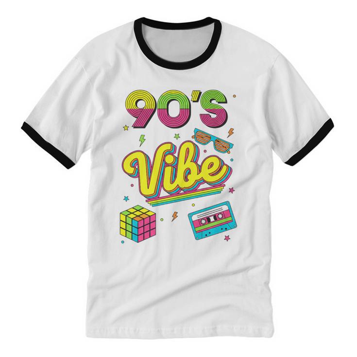 90s Nostalgia Retro Apparel 90'S Vibe Retro Premium Tri-Blend Unisex Cotton Ringer T-Shirt