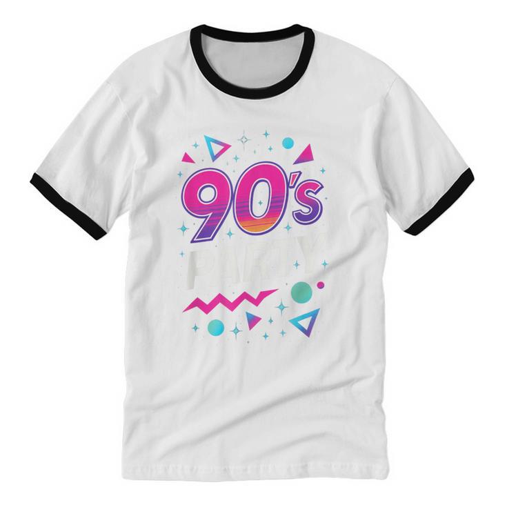 90's Party 90s Nostalgia Retro Rave Dance Music Unisex Cotton Ringer T-Shirt