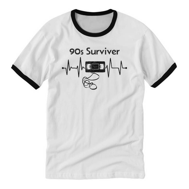 90s Survivor Retro Nostalgia Vintage Throwback Unisex Cotton Ringer T-Shirt