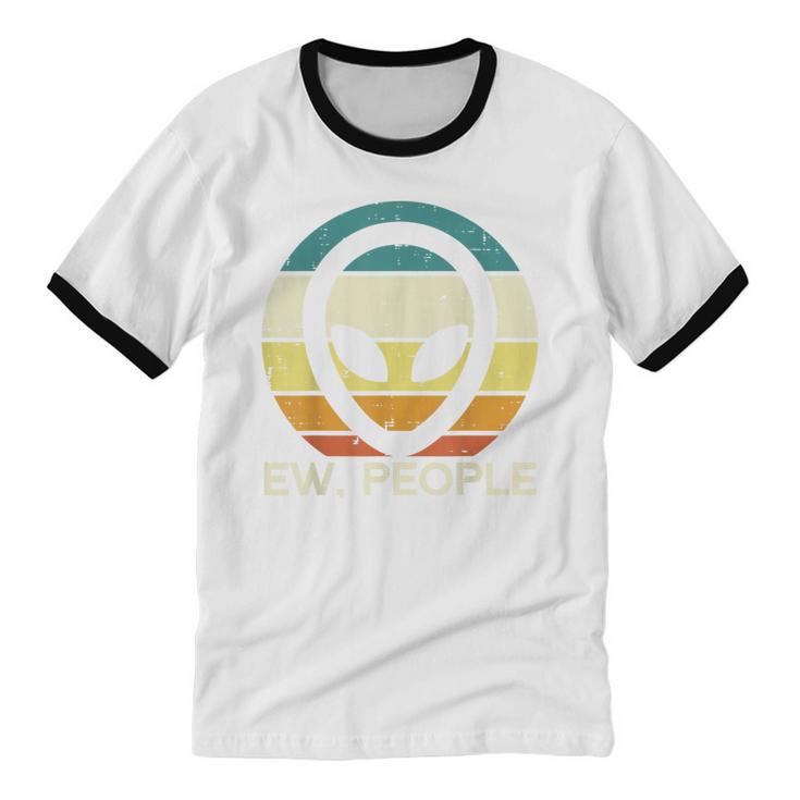 Alien Face Ew People Ufo Introvert Men Women Kids Teen Unisex Cotton Ringer T-Shirt