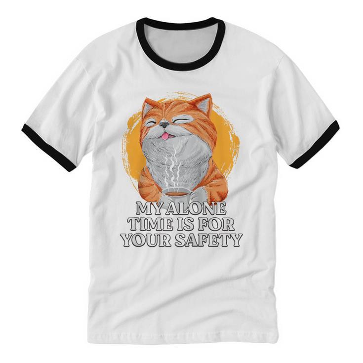 My Alone Time Is For Your Safety Coffee Lover Introvert Raglan Baseball Tee Unisex Cotton Ringer T-Shirt