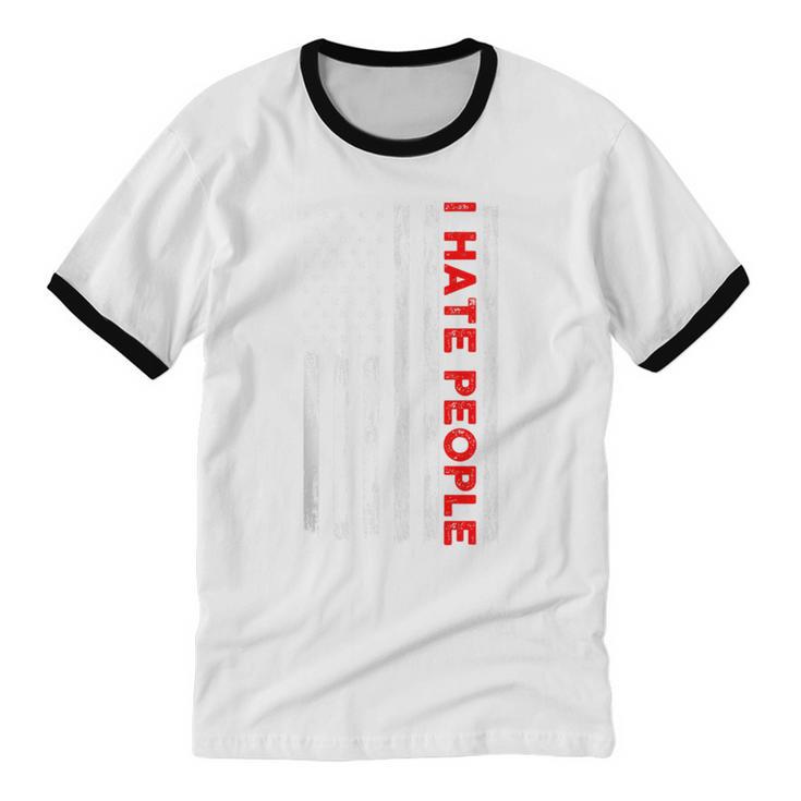 American Flag Loner Geeks Antisocial For Introvert Pride Unisex Cotton Ringer T-Shirt