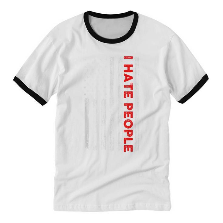American Flag Loner Geeks Antisocial For Introvert Pride Unisex Cotton Ringer T-Shirt American Flag Loner Geeks Antisocial For Introvert Pride Unisex Cotton Ringer T-Shirt