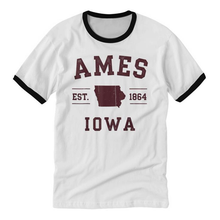 Ames Iowa Est 1864 Nostalgia Unisex Cotton Ringer T-Shirt