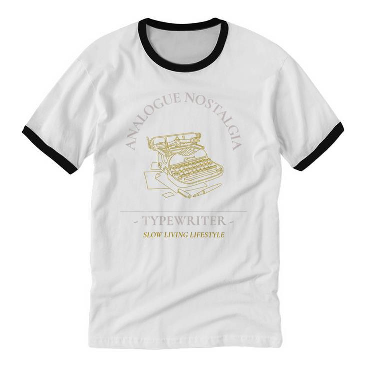 Analogue Nostalgia Typewriter Graphic Premium Tri-Blend Unisex Cotton Ringer T-Shirt