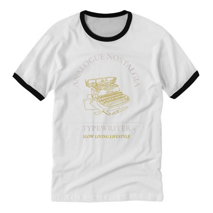 Analogue Nostalgia Typewriter Graphic Unisex Cotton Ringer T-Shirt