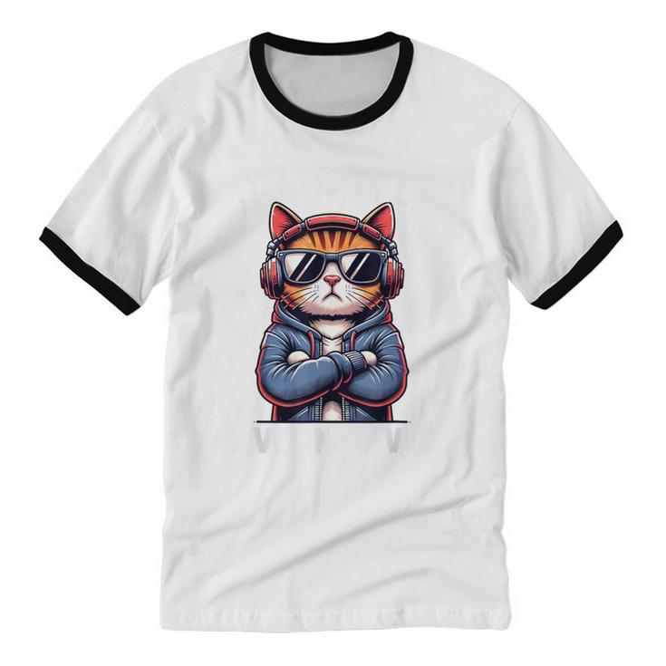 Anti Social Anxiety Mindfulness No Small Talk Introvert Cat Men Women Unisex Cotton Ringer T-Shirt