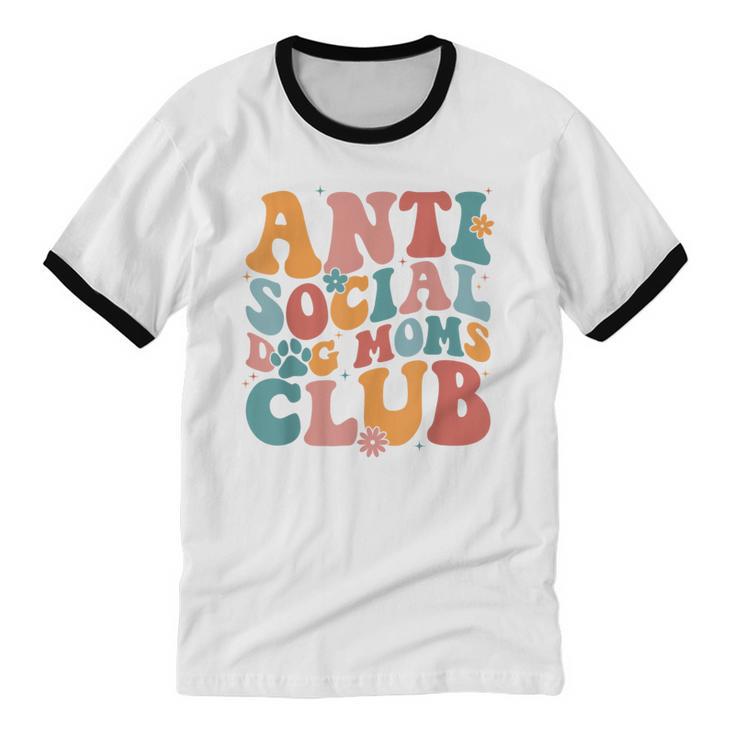 Anti Social Dog Moms Club Introvert Dog Mom Retro Men Women Unisex Cotton Ringer T-Shirt
