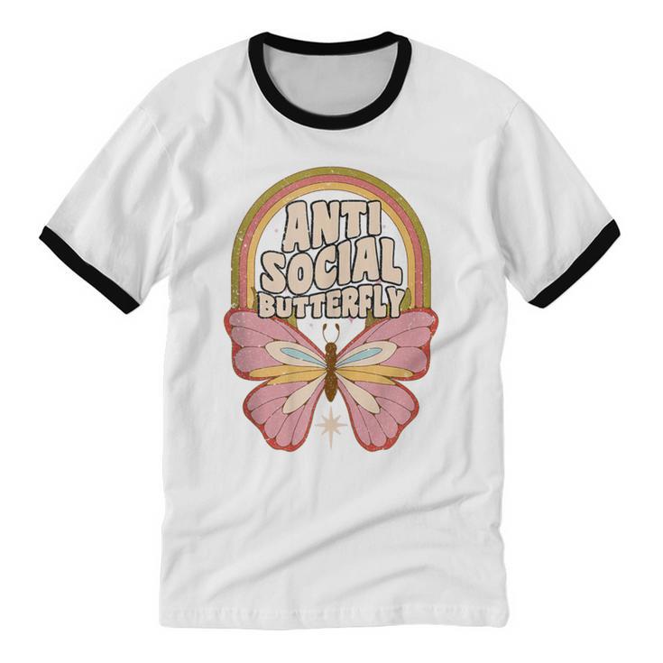 Anti-Social Introvert Butterfly Lover Unisex Cotton Ringer T-Shirt Anti-Social Introvert Butterfly Lover Unisex Cotton Ringer T-Shirt