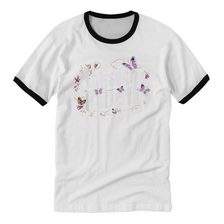 ANTISOCIAL BUTTERFLY Introvert Unisex Cotton Ringer T-Shirt ANTISOCIAL BUTTERFLY Introvert Unisex Cotton Ringer T-Shirt