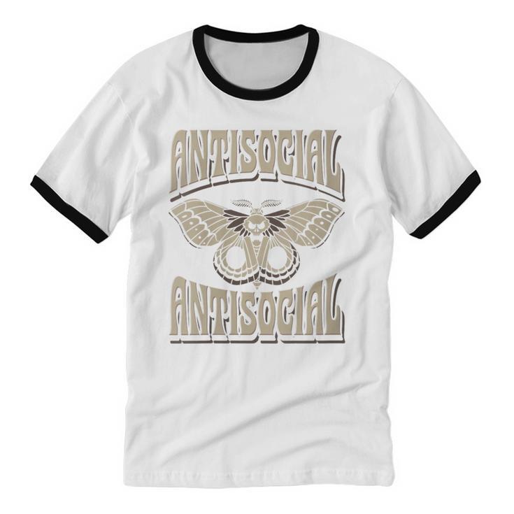 Antisocial Butterfly Quote Socially Selective Introvert Unisex Cotton Ringer T-Shirt